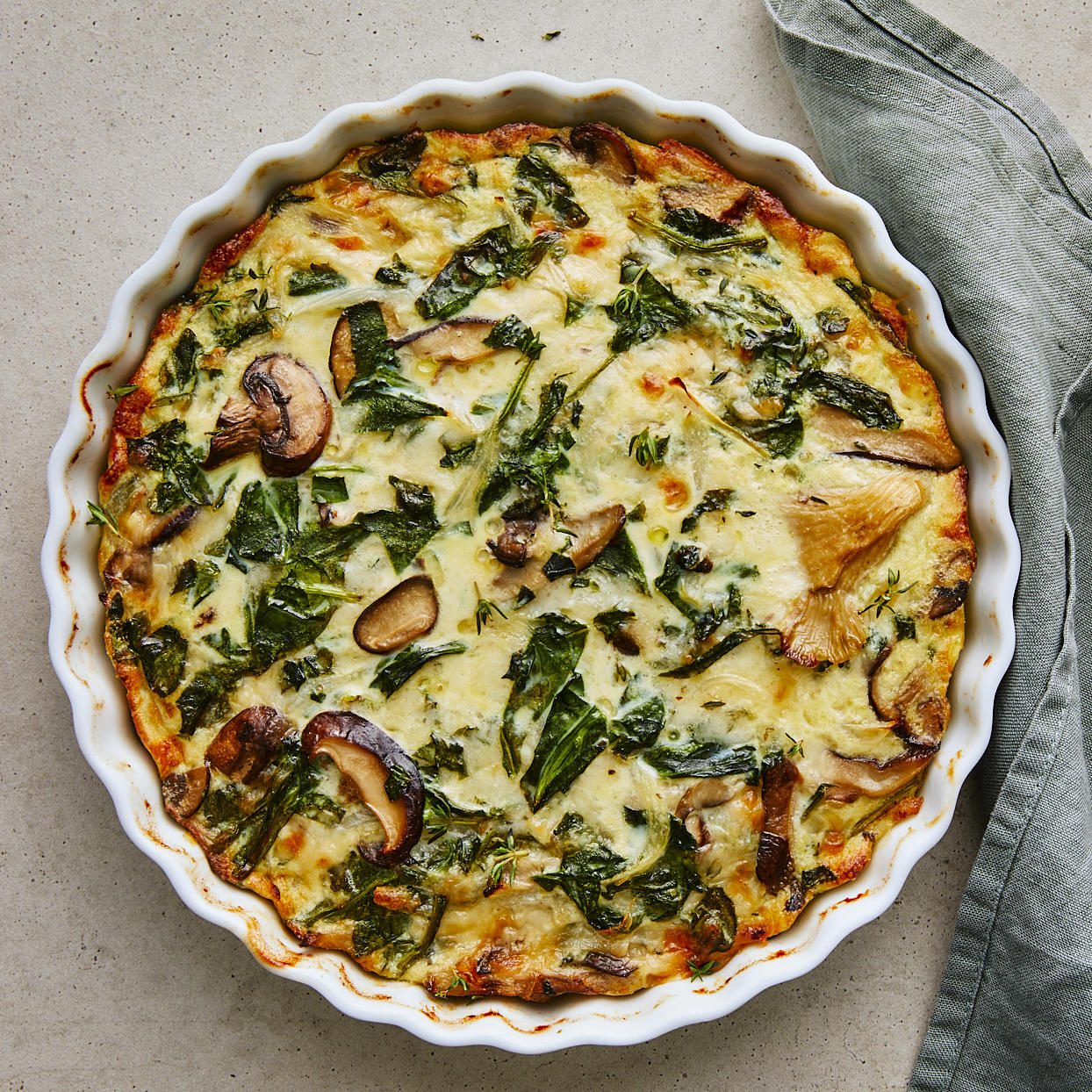 Vegetarian Quiche with Mushrooms and Spinach