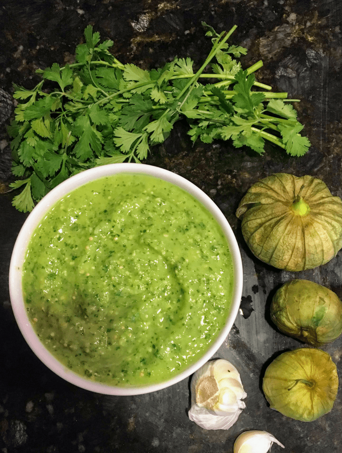 Delicious Quick Avocado Tomatillo Salsa