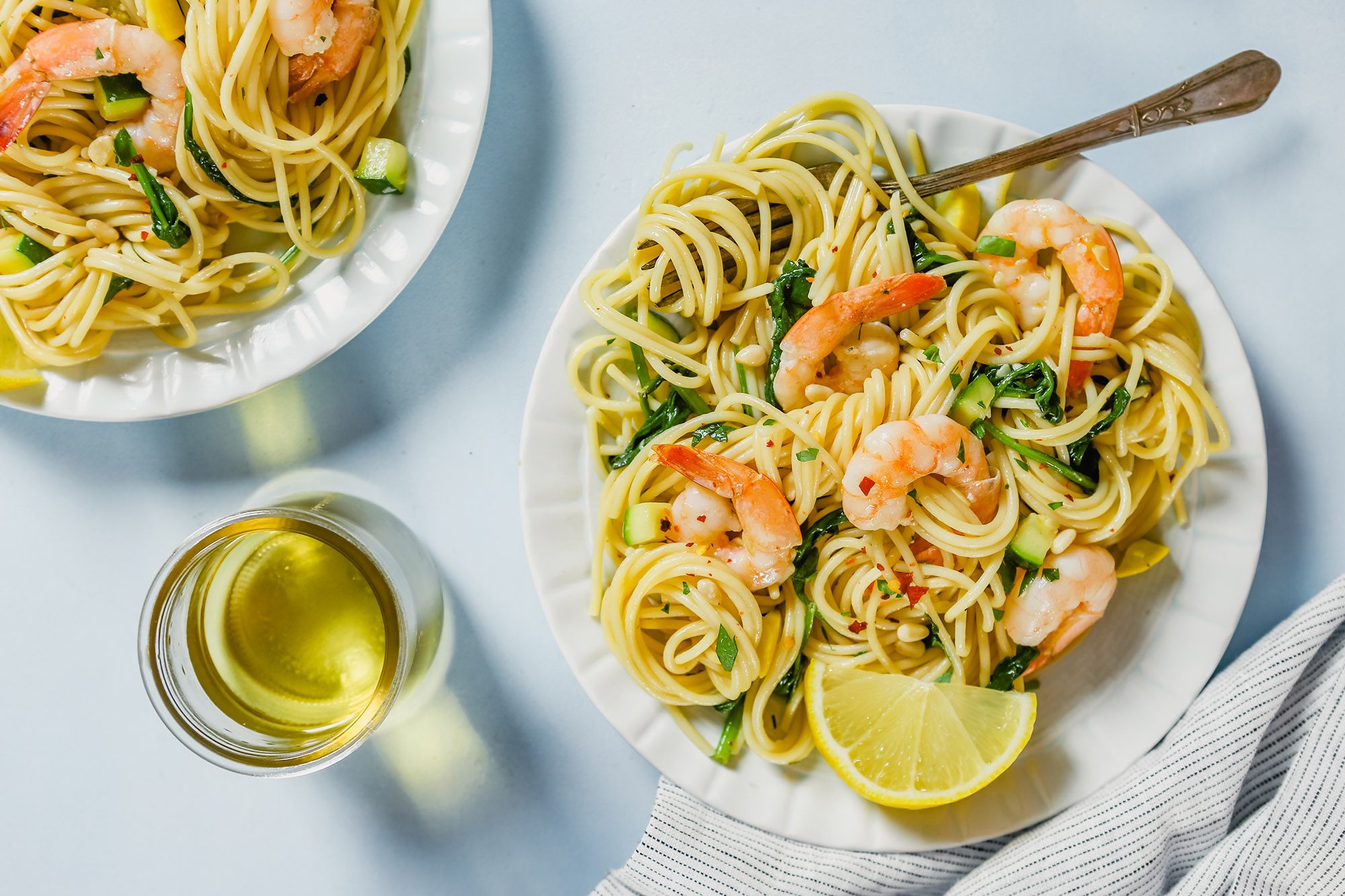 Shrimp Spaghetti In Extra Virgin Olive Oil Dressing