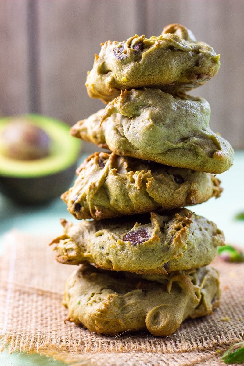 Avocado Cookies with Chocolate Chips & Pistachios
