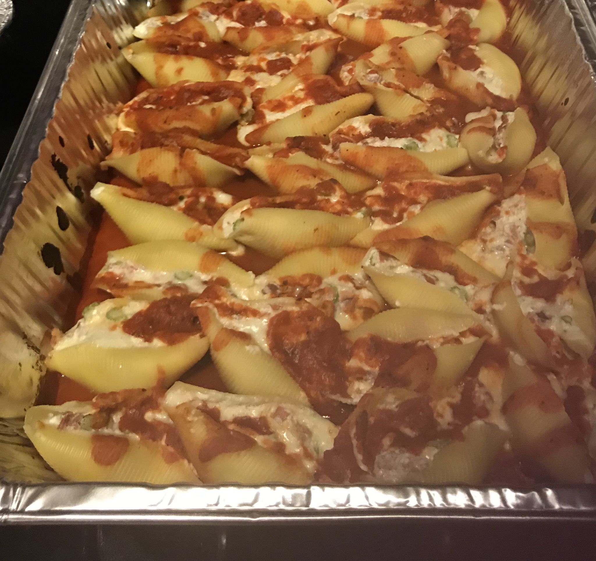 Jumbo Shells with Asparagus, Prosciutto, Ricotta Cheese and Three