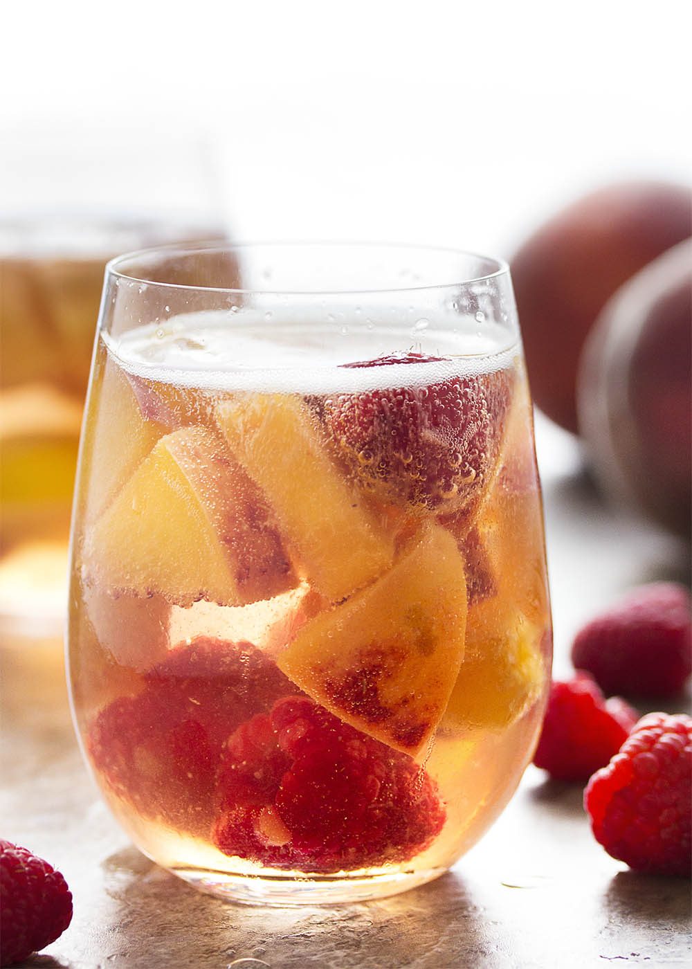 Glass of Easy White Peach Sangria