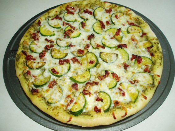 Pesto Pizza with Zucchini and Sun-Dried Tomatoes