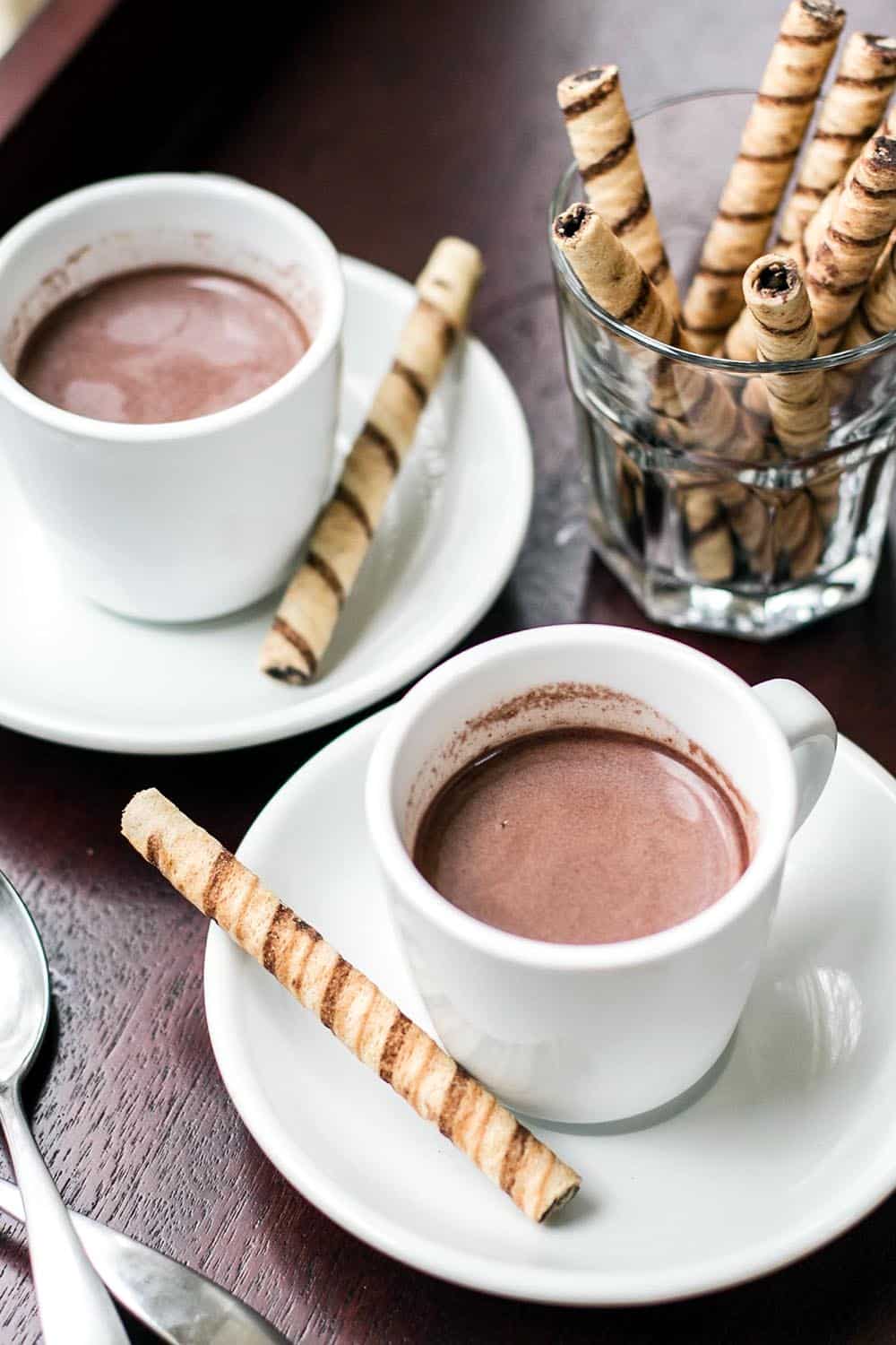 Delicious hot chocolate in a cup