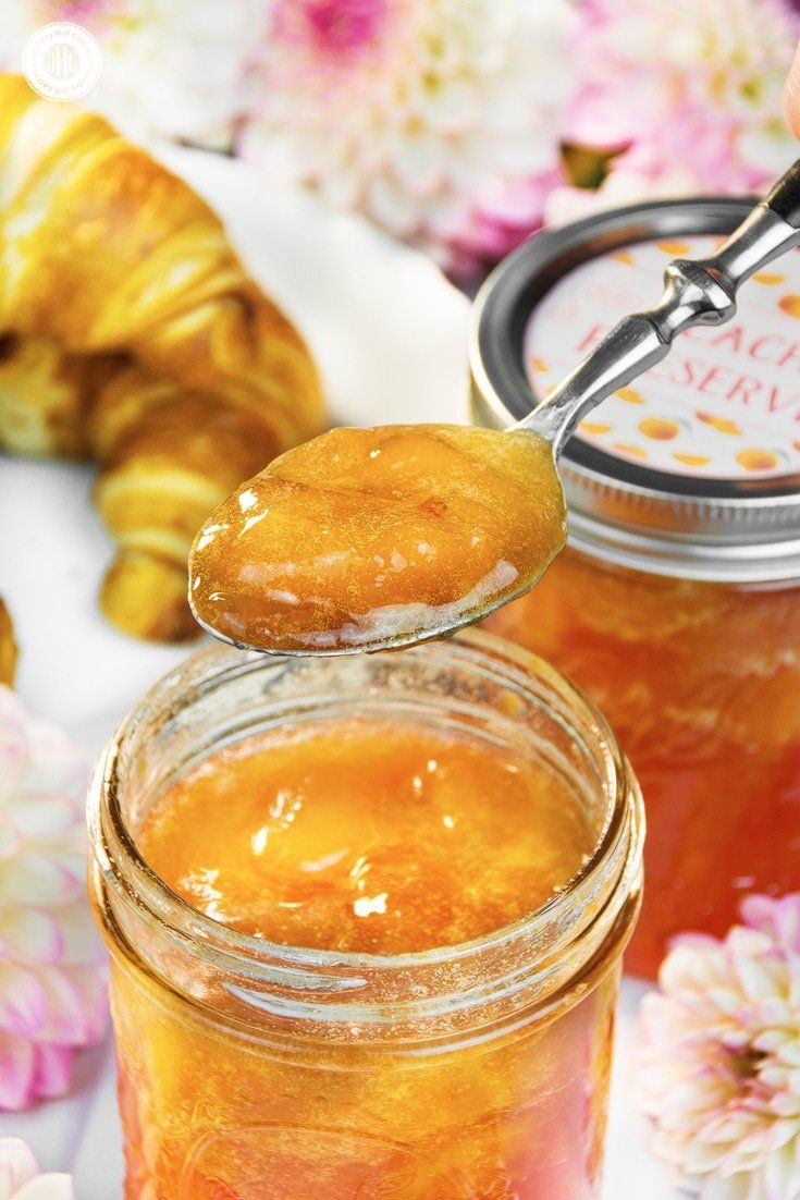 Delicious peach preserves in a jar