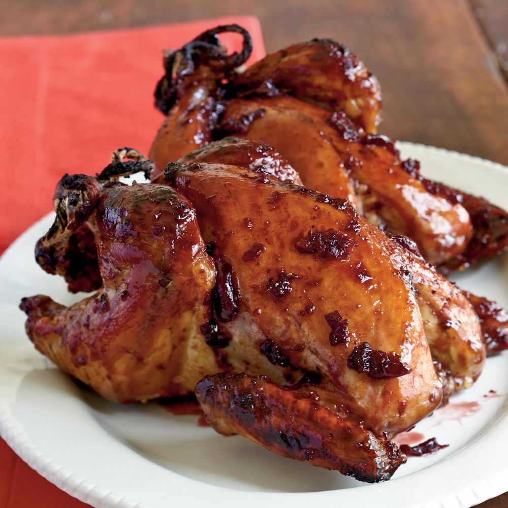 Roasted Cornish Hens with Cherry-Port Glaze