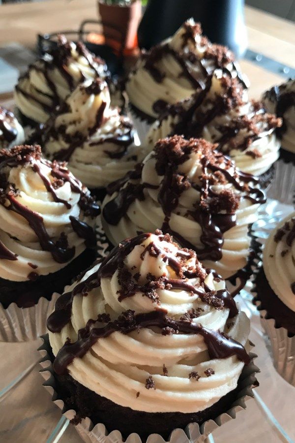 Chocolate Beer Cupcakes With Whiskey Filling And Irish Cream Icing