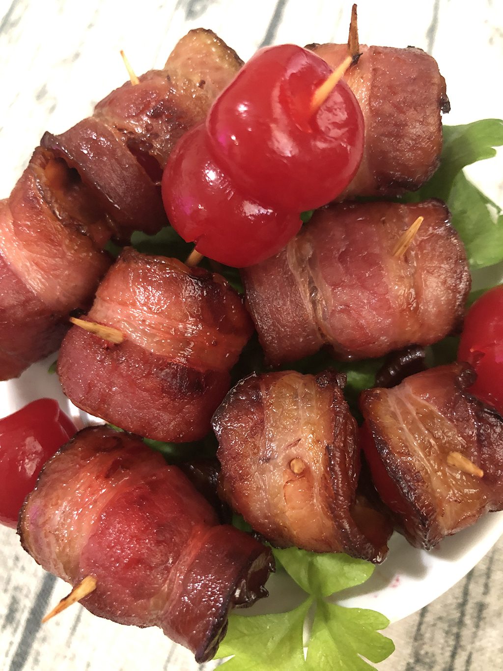 Bacon Wrapped Maraschino Cherries