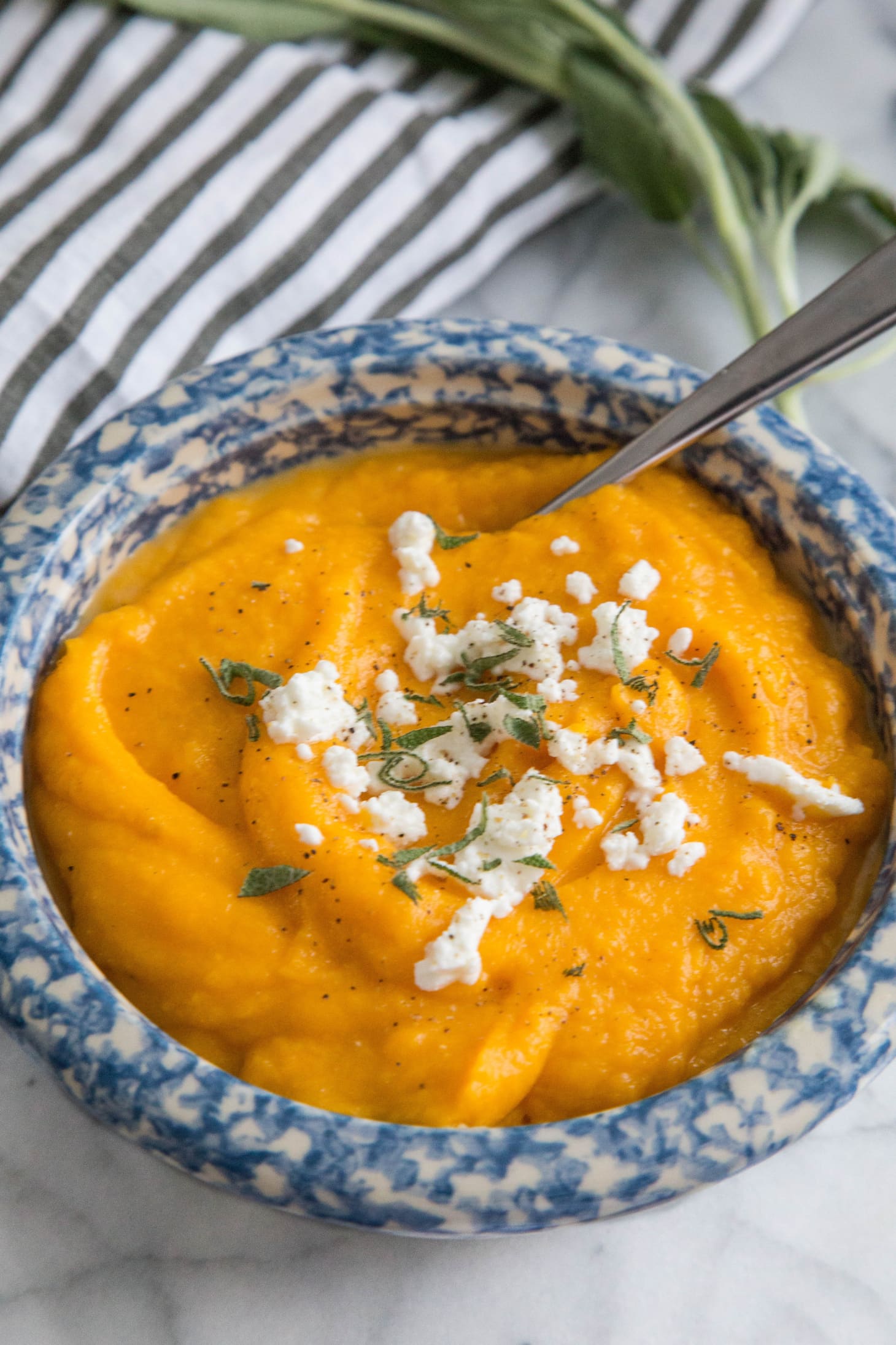 Roasted Butternut Squash Purée with Goat Cheese