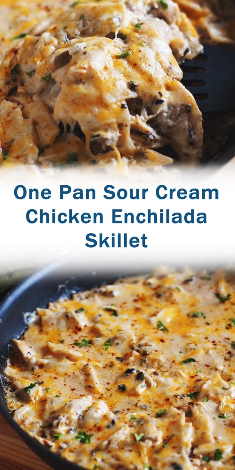 One Pan Sour Cream Chicken Enchilada Skillet