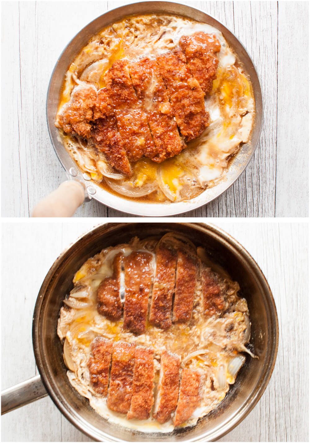 Japanese-style crispy fried pork bowl (tonkatsu donburi)