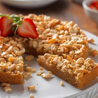 Lemony Cashew Cake with Fresh Strawberries