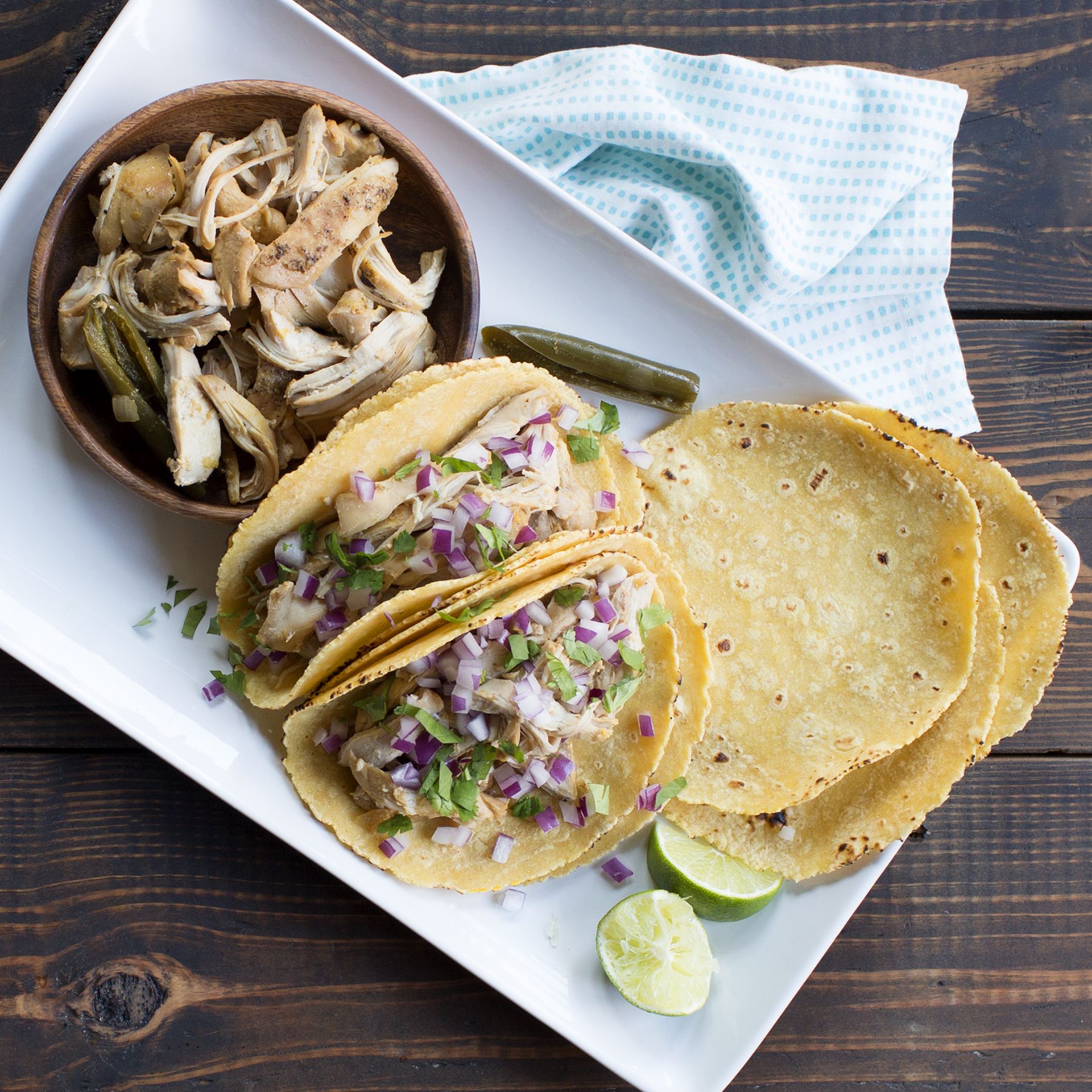 Slow Cooker Pulled Chicken Tacos