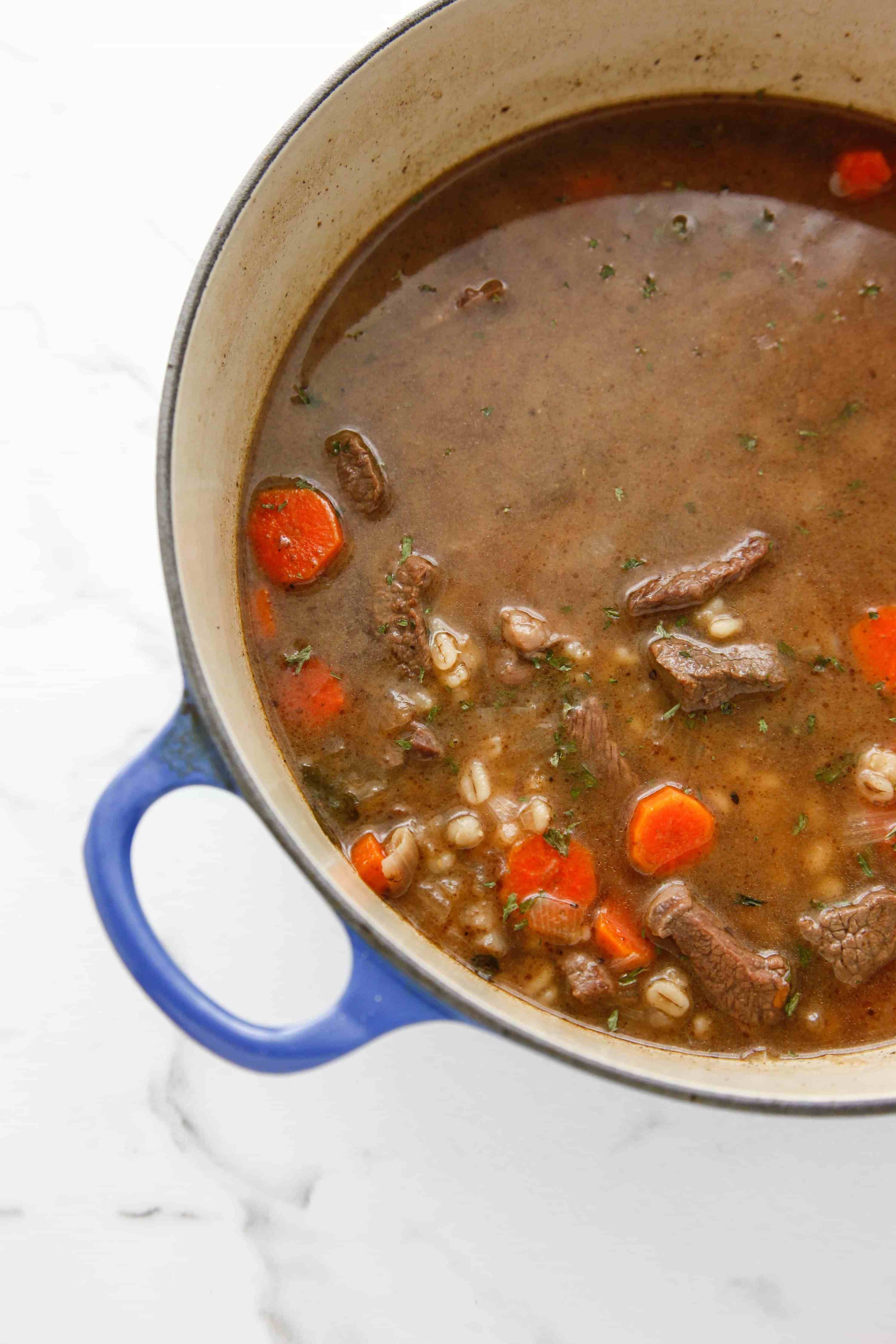 Dutch Oven Beef and Barley Soup