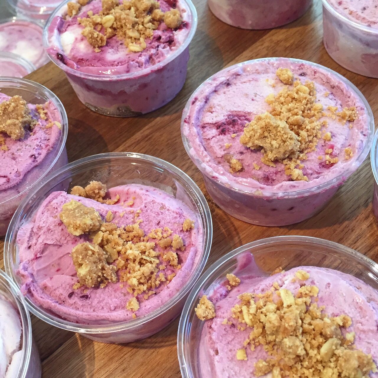 Vanilla Custard with Boysenberry Crisp