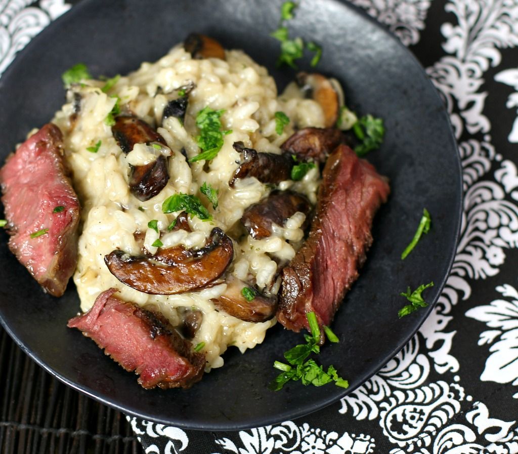 Rib Eye Steak and Mushroom Risotto