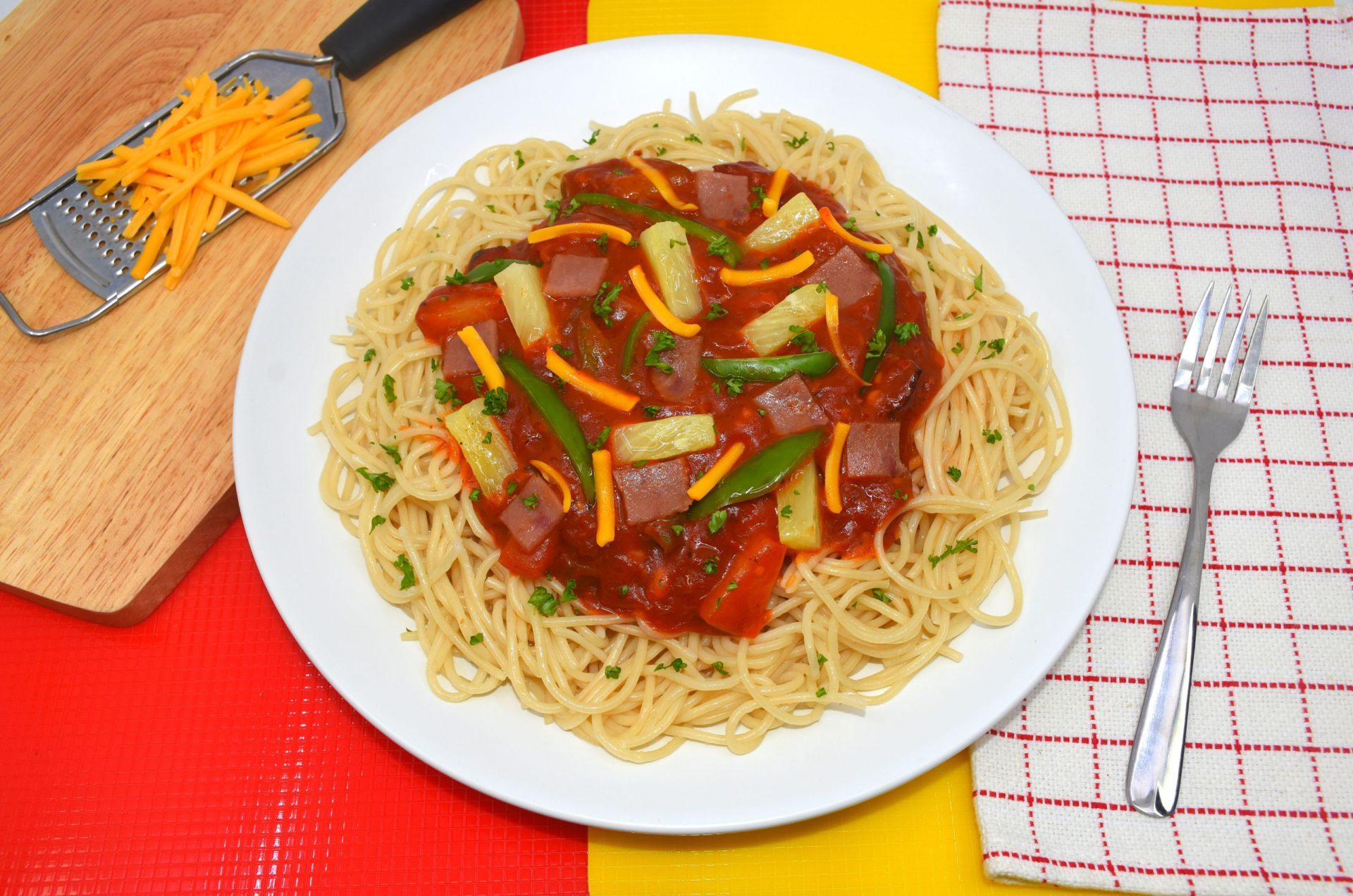 Cheesy Hawaiian Style Pasta