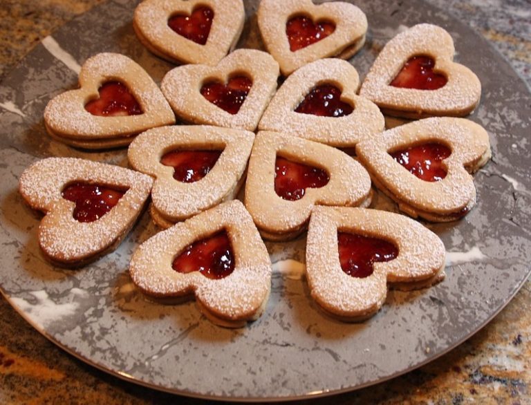 German Heart Shaped Valentines Day Cookies