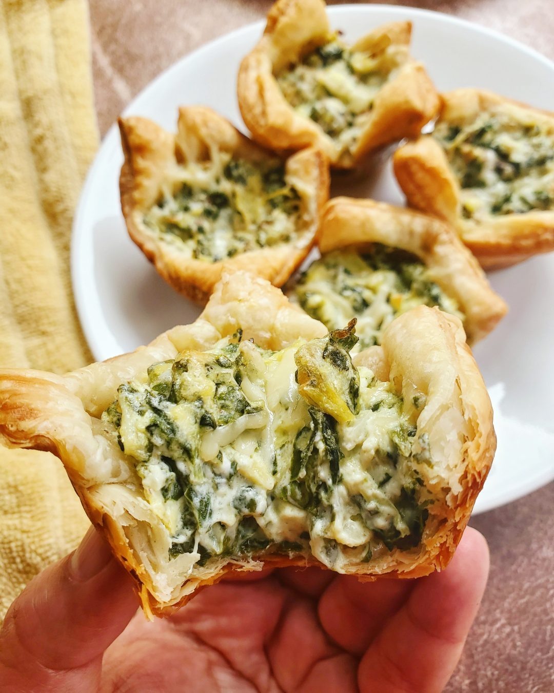 Spinach Artichoke Bites | Puff Pastry Cups