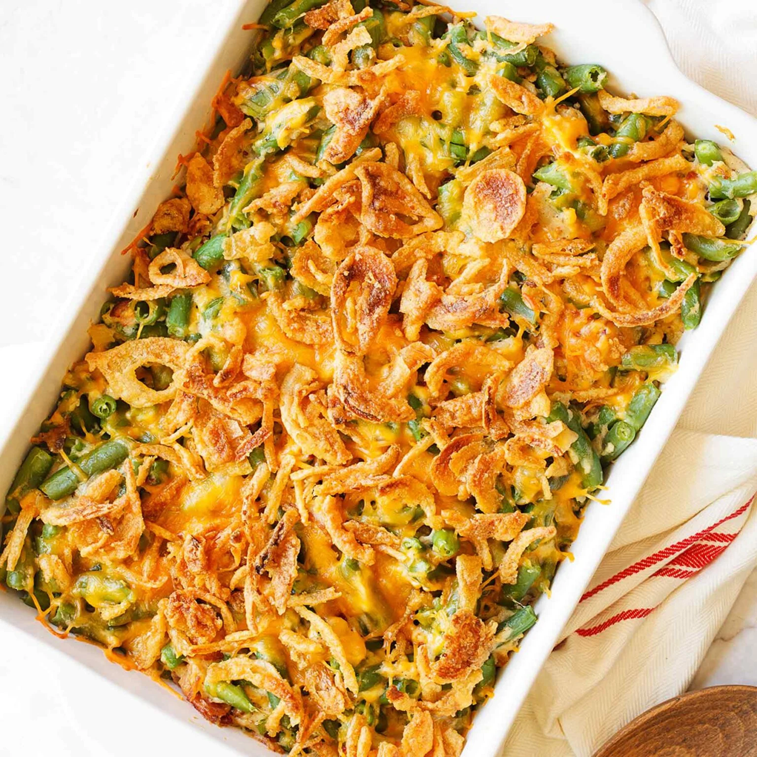 Cheesy Green Bean Casserole with Bacon