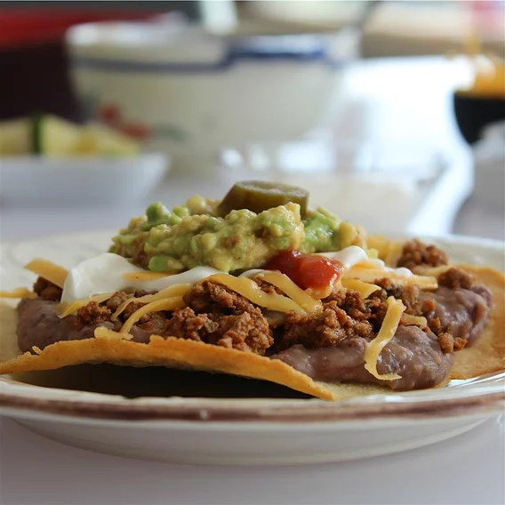Crispy oven beef and bean tostadas