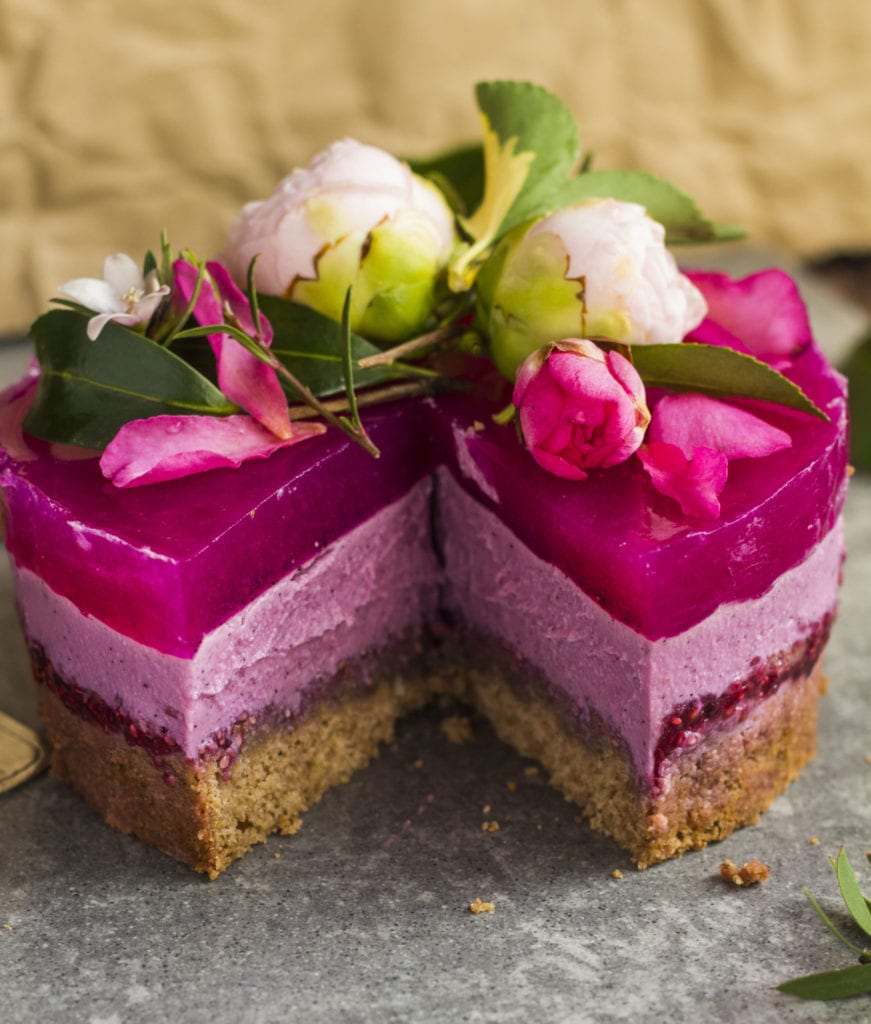 Pink dragon fruit layer cake