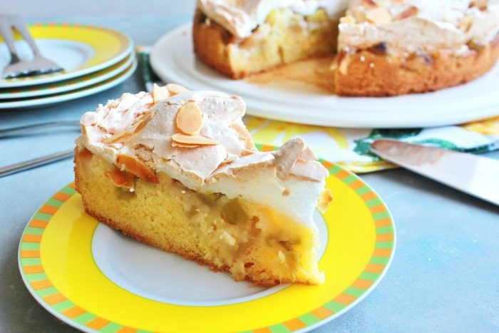 German Rhubarb Cake with Meringue Topping