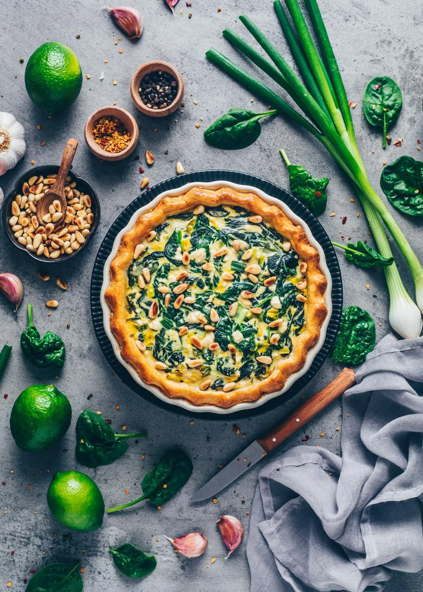 Vegan spinach quiche