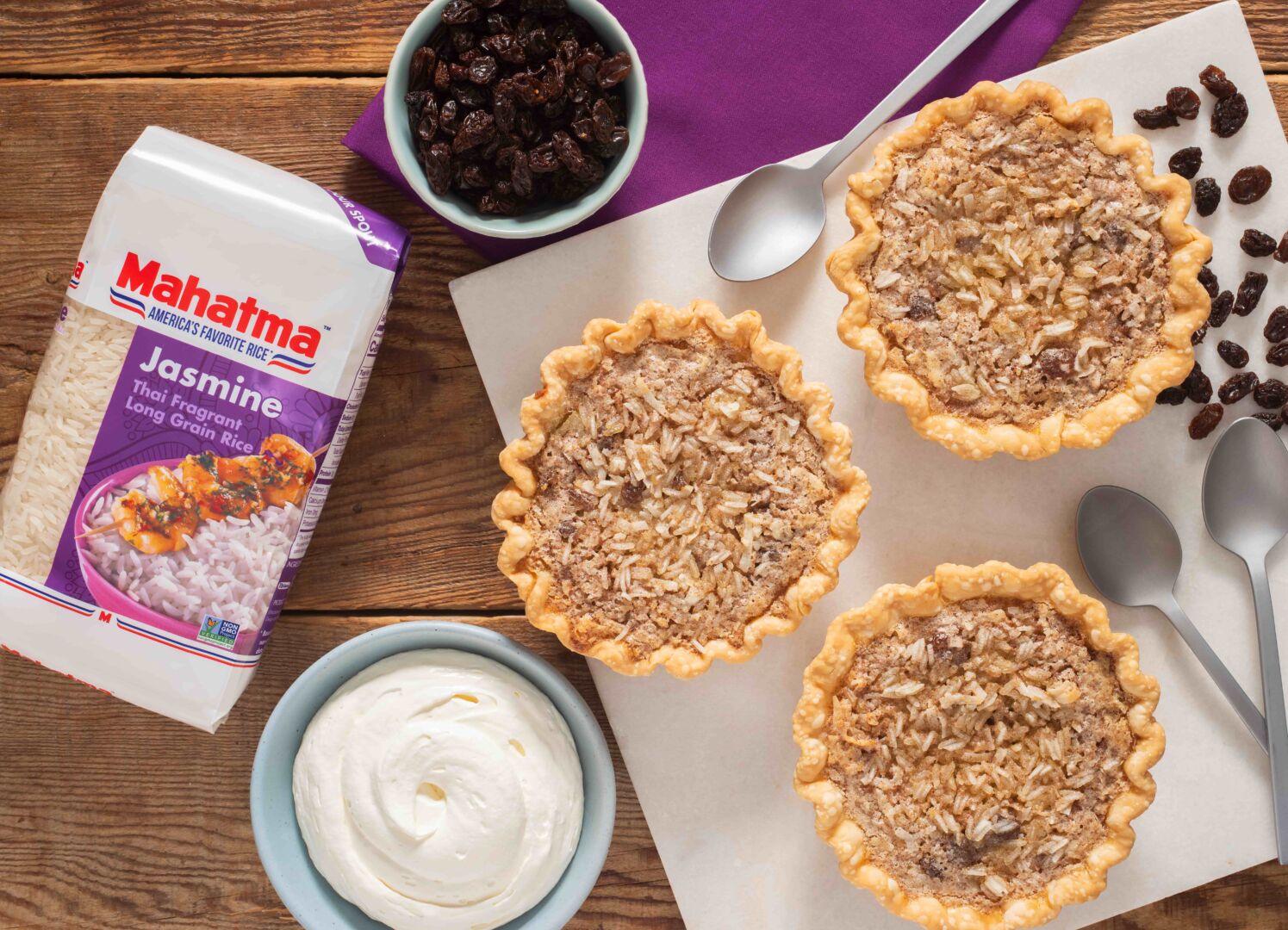 Cinnamon Raisin and Jasmine Rice Mini Pies