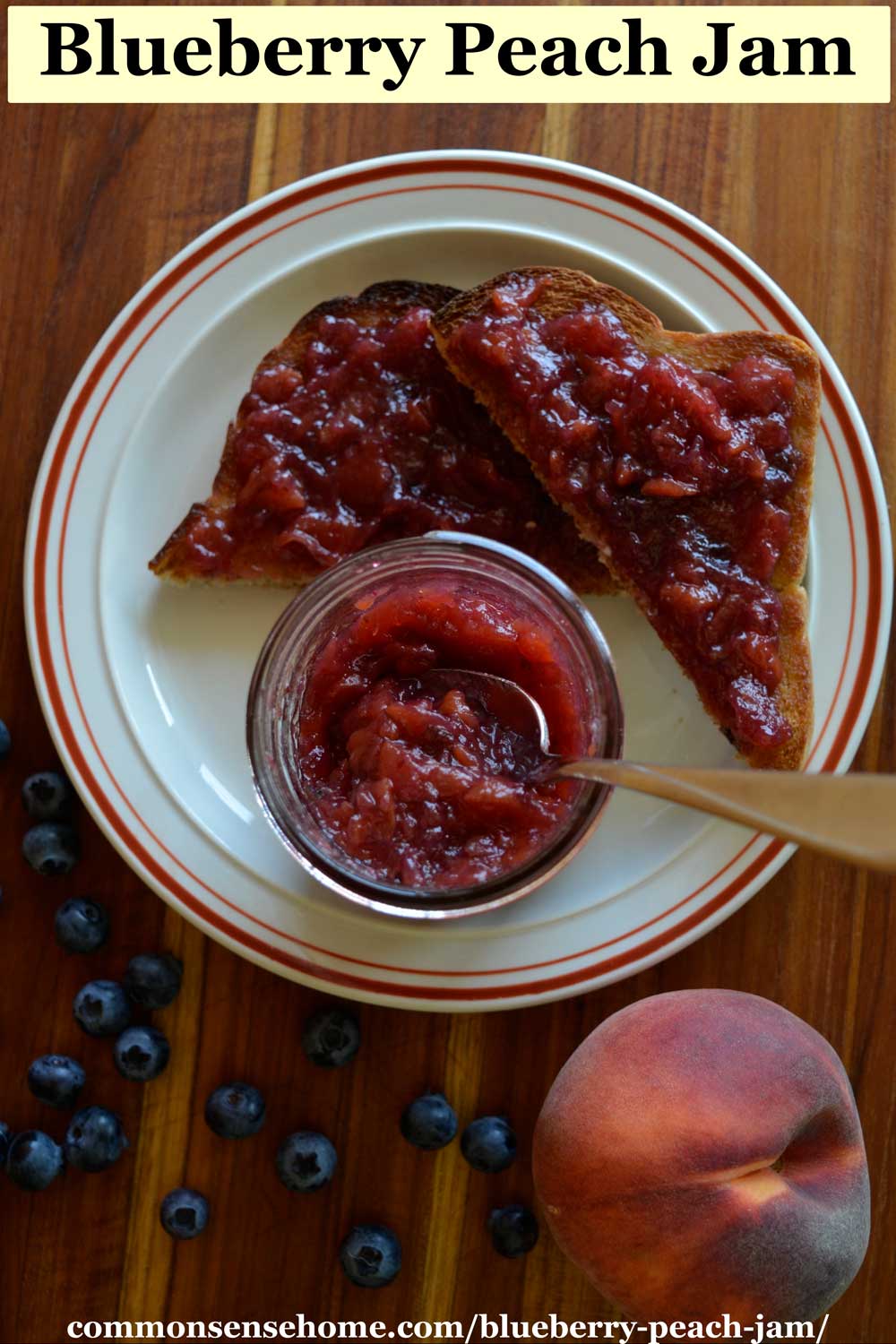 Blueberry Peach Jam in a jar