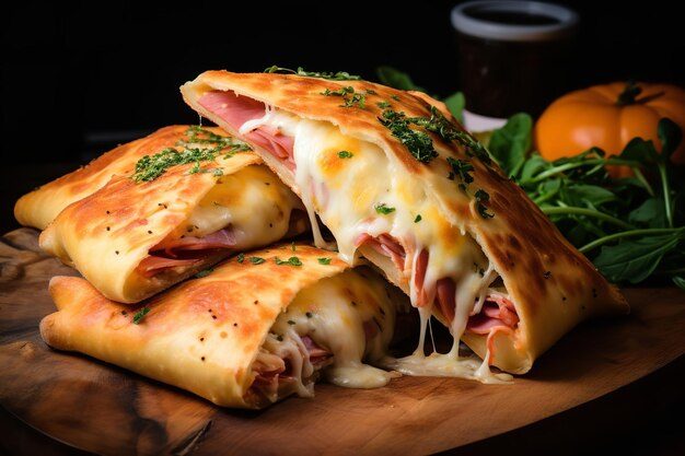 Chef Johns Ham and Cheese Calzones Italian Food