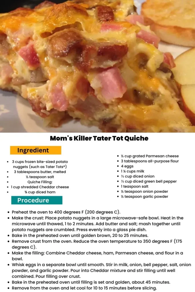Tater Tot Quiche Mom's Killer with Gooey Cheese