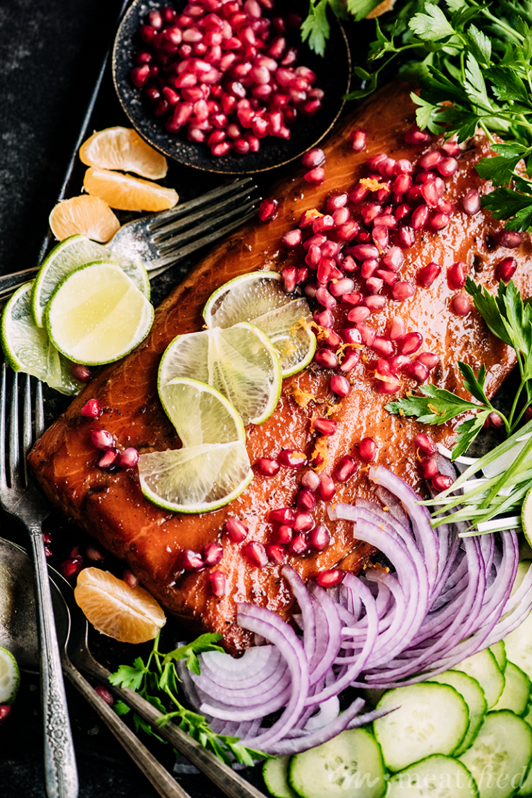 Roasted Pomegranate Glazed Salmon with Maple & Ginger