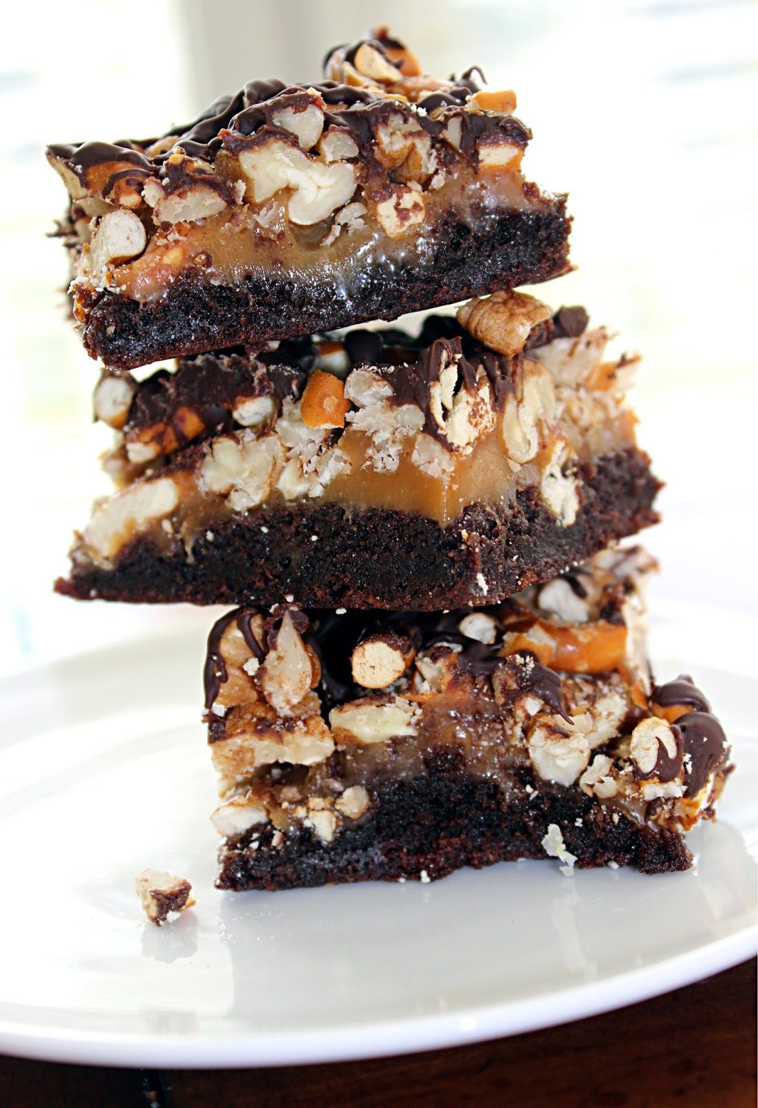 Salted Caramel Pretzel Crunch Brownies