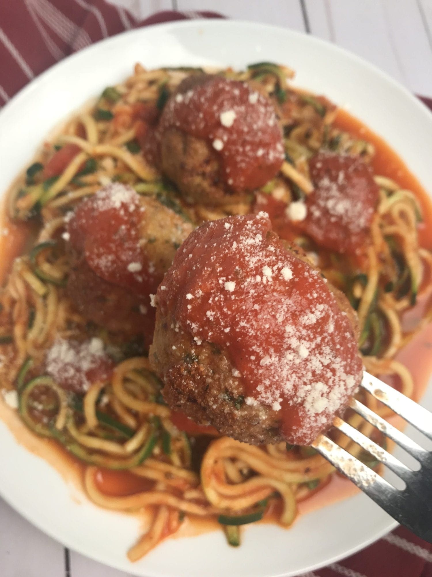 Italian Turkey Meatballs & Sauce with Zoodles