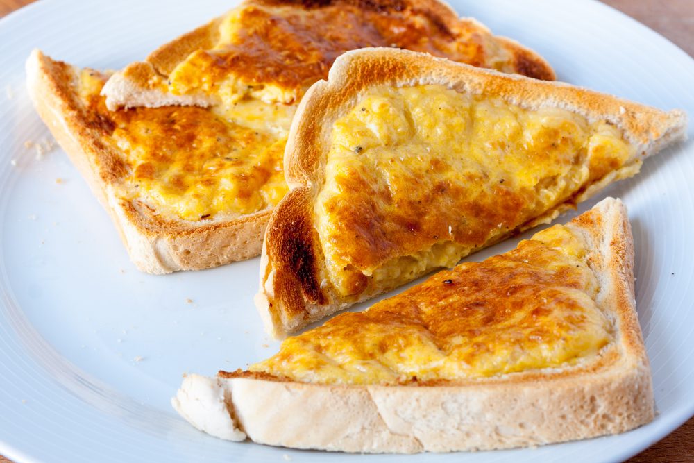 Welsh Rarebit with melted cheese on toast