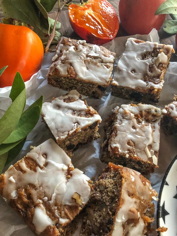 Persimmon Bars with Lemon Glaze