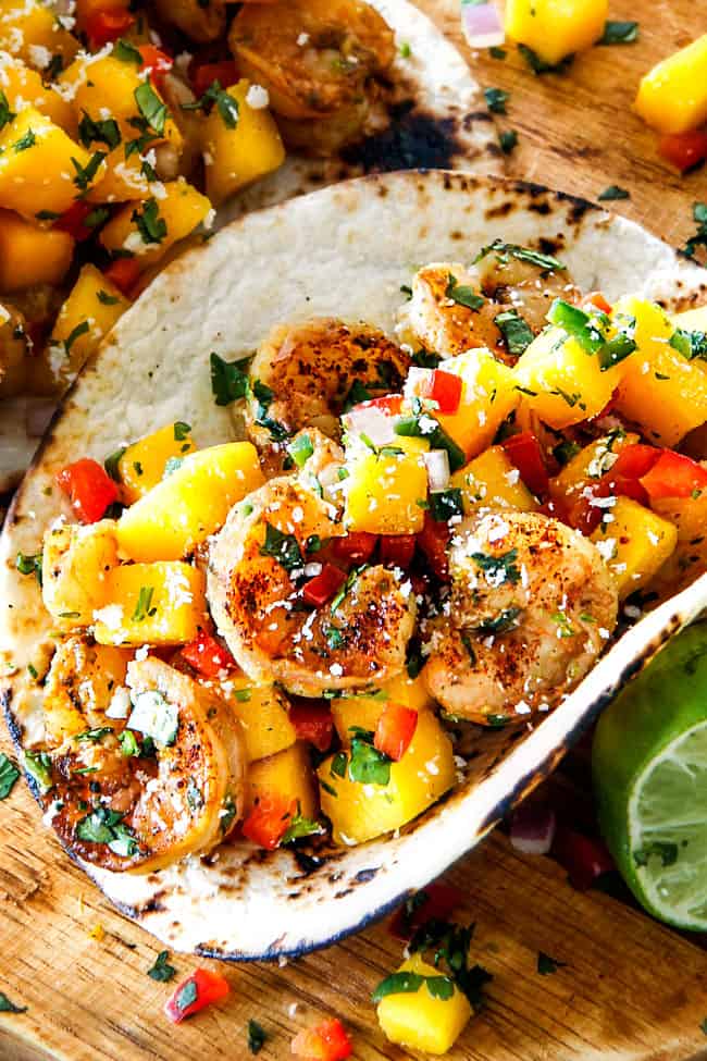 Cilantro Lime Shrimp Tacos with Mango Salsa