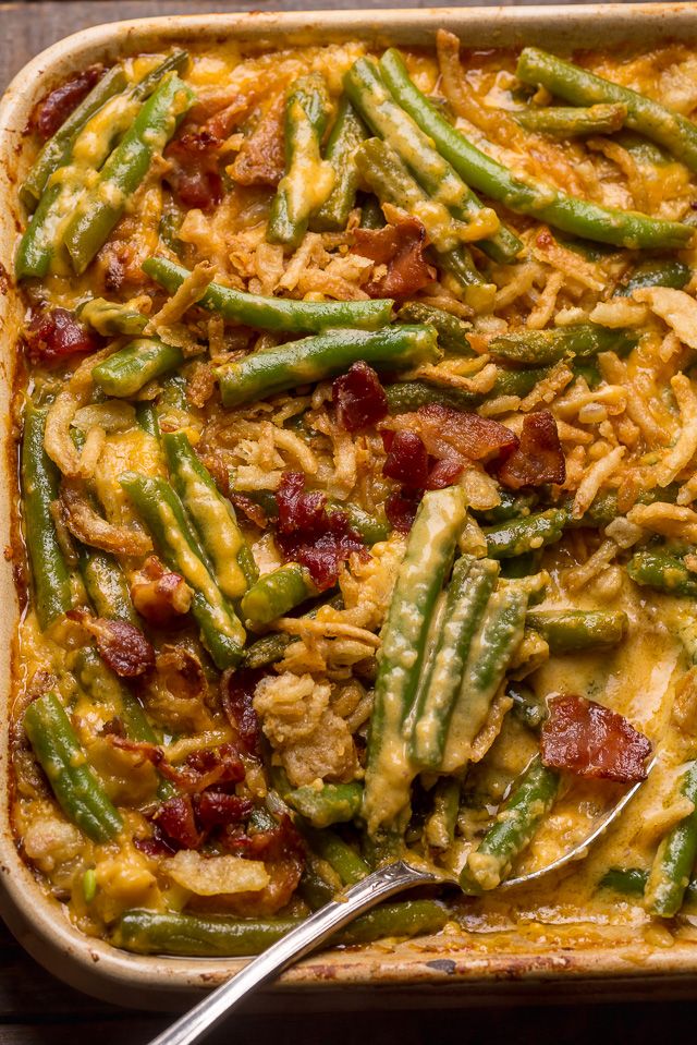 Cheesy Bacon Green Bean Casserole