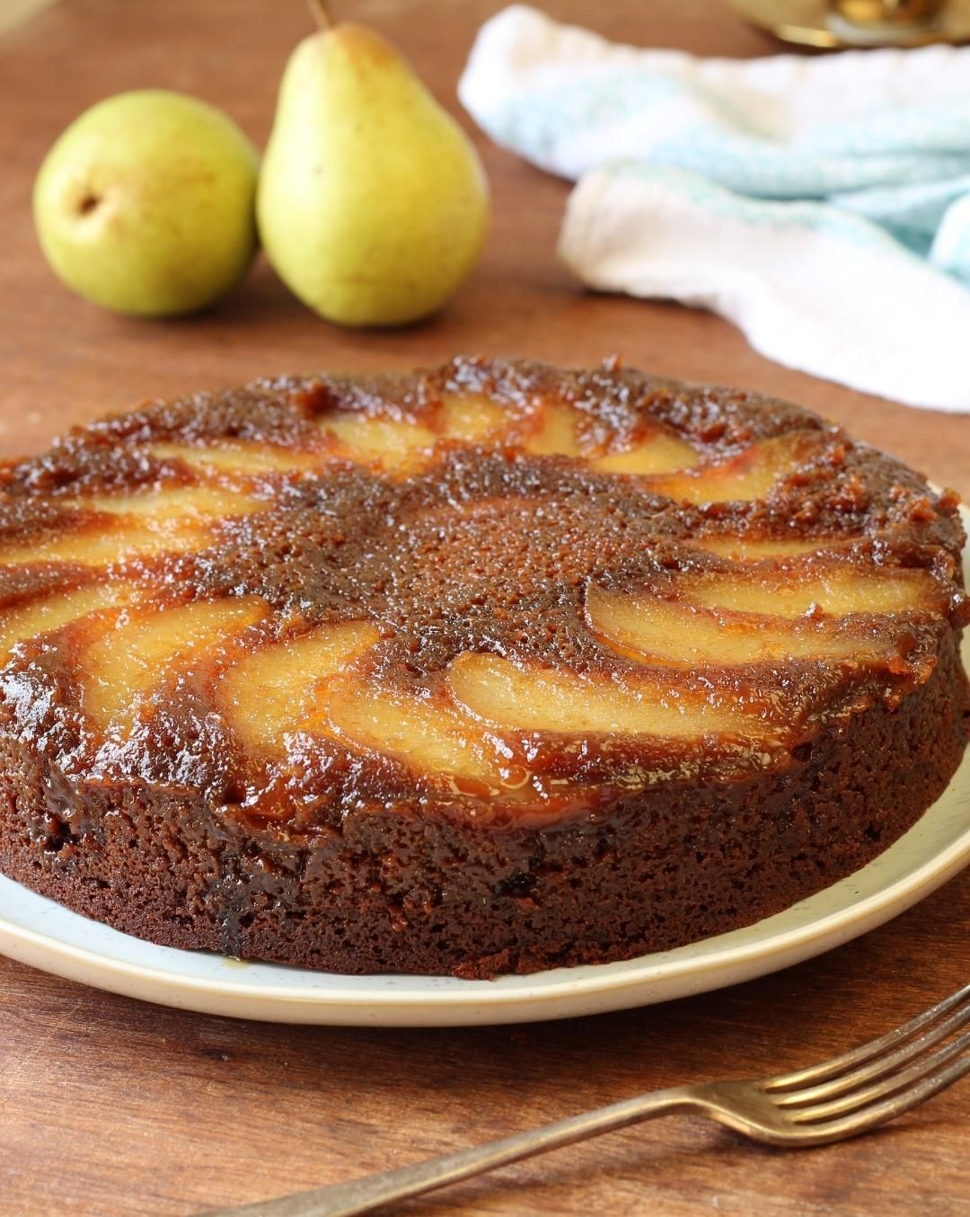 Upside down pear & ginger cake