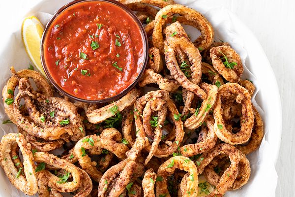 Fried Calamari with Spicy Marinara Sauce