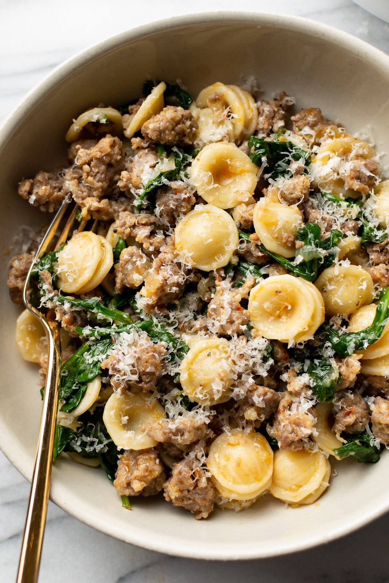 Orecchiette with Sausage and Spinach