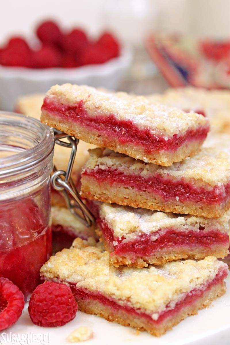 Raspberry Rhubarb Almond Bars