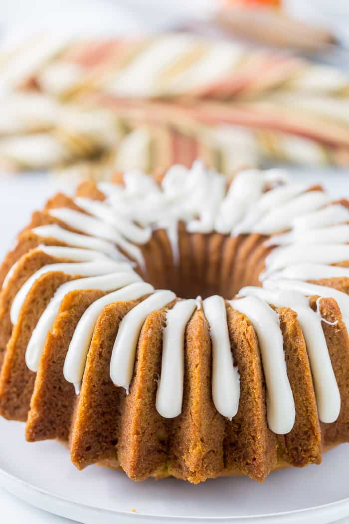 Pumpkin Bundt Cake with Bourbon Cream Cheese Frosting