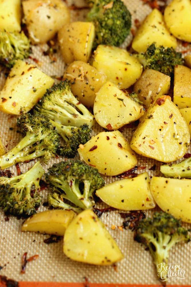 Spicy Parmesan Potatoes and Broccoli