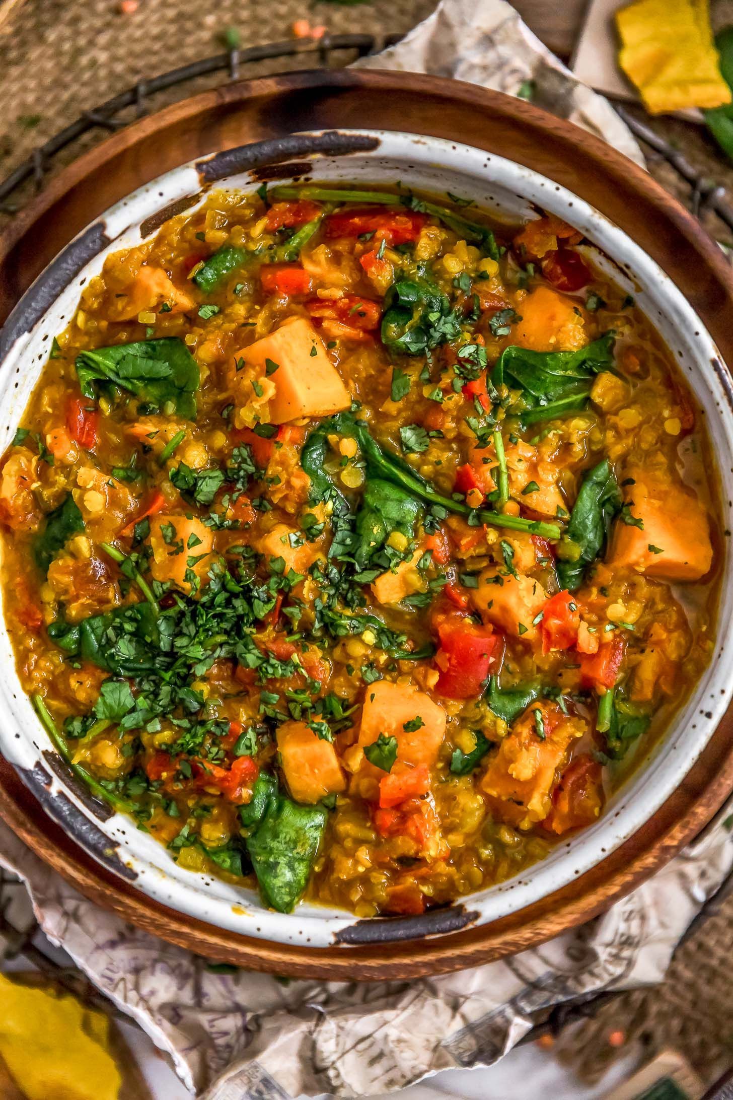 Curried Red Lentil and Sweet Potato Stew