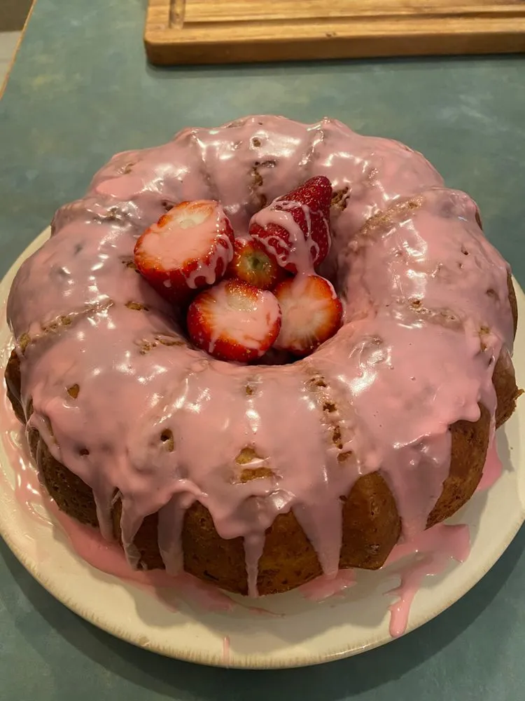 Strawberry Pound Cake with Cream Cheese