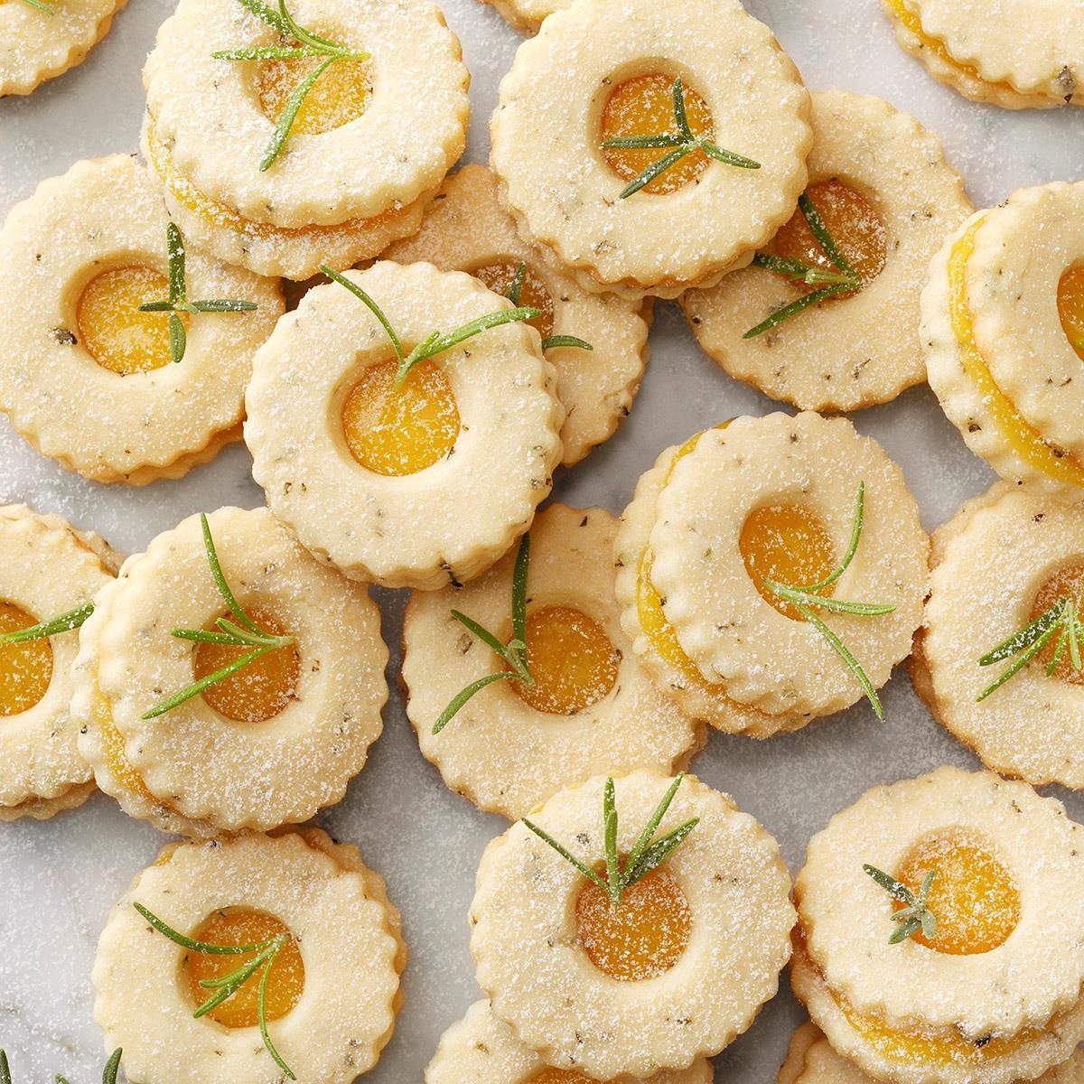 Rosemary Lemon Shortbread Sandwich Cookies