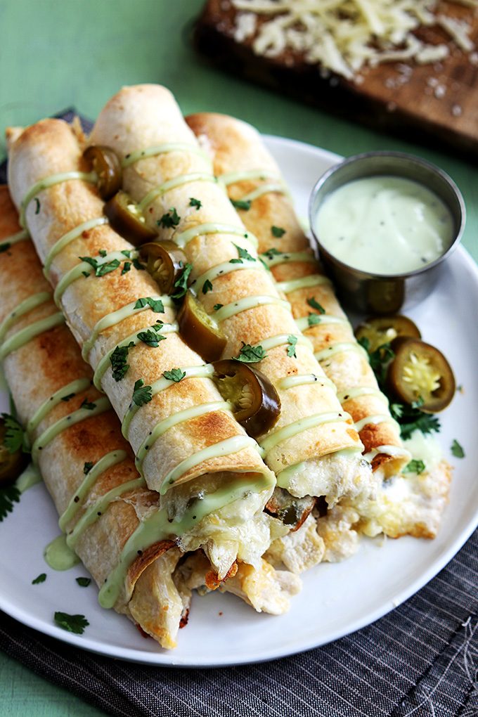 Slow Cooker Jalapeno Popper Chicken Taquitos