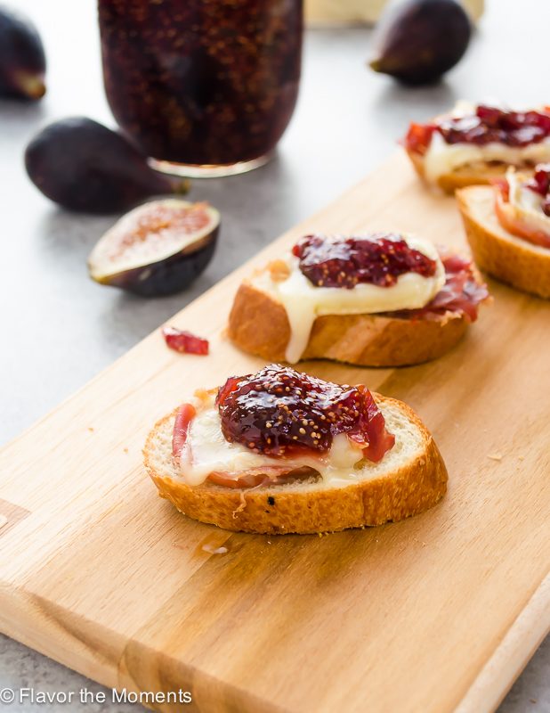 Brie, Fig Jam and Serrano Ham Crostini